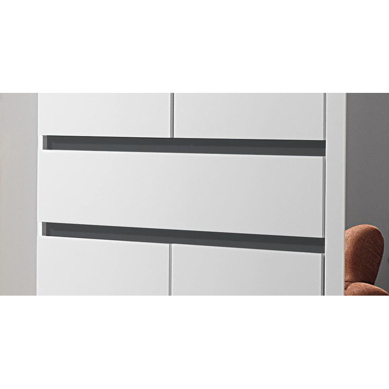 Tübingen 6 Door Wardrobe, Grey/White/Chrome