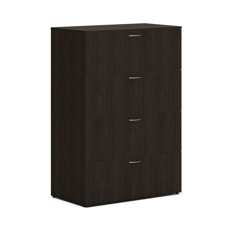 Java Oak 36" Wide Lockable 4-Drawer Lateral File Cabinet