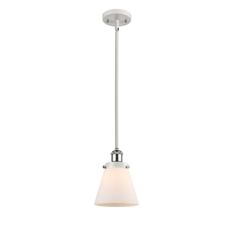 Luminaire suspendu conique à 1 lumière Chittenango, Blanc mat