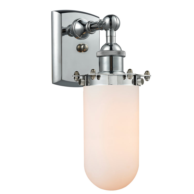 Calixta Armed Sconce, Polished Chrome, White