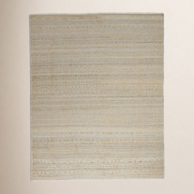 Tapis beige noué à la main Mandi, Rectangle de 5 pi x 8 pi