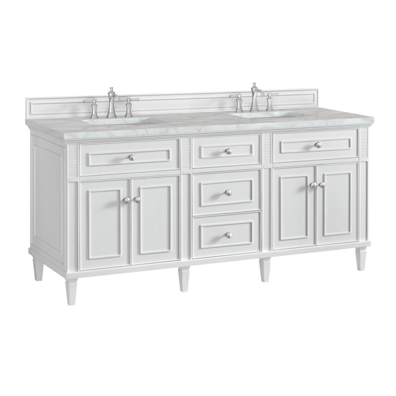 Lorelai 72" Double Vanity W/FreePower Wireless Charger, Victorian Silver, Bright White