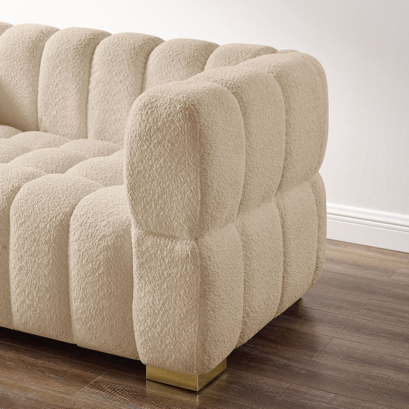 Fauteuil d'appoint rembourré Makirah, Bouclette chameau