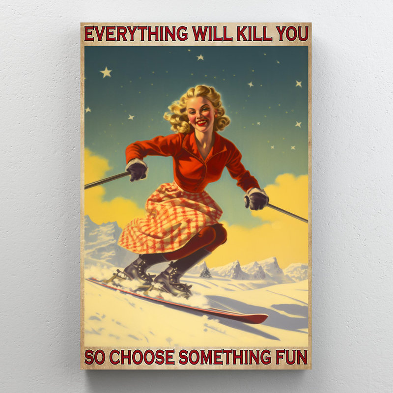 Aristea Skiing All Will Kill You, H 36 po x l 24 po x P 1,25 po