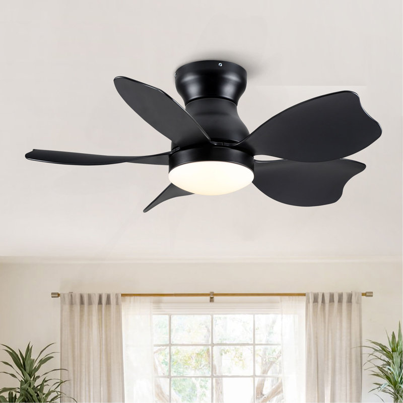 Éclairage de ventilateur de plafond encastré 30 po avec télécommande pour petite chambre d'enfant, Noir