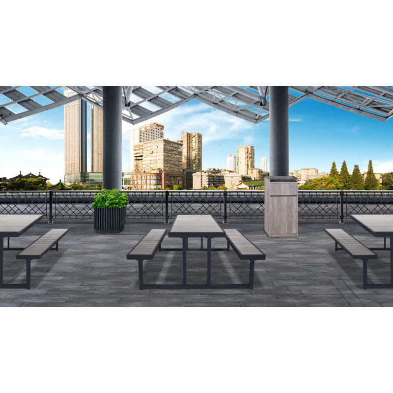 Table de pique-nique commerciale Seaside, H 30 po x l 72 po x P 61 po, Noir