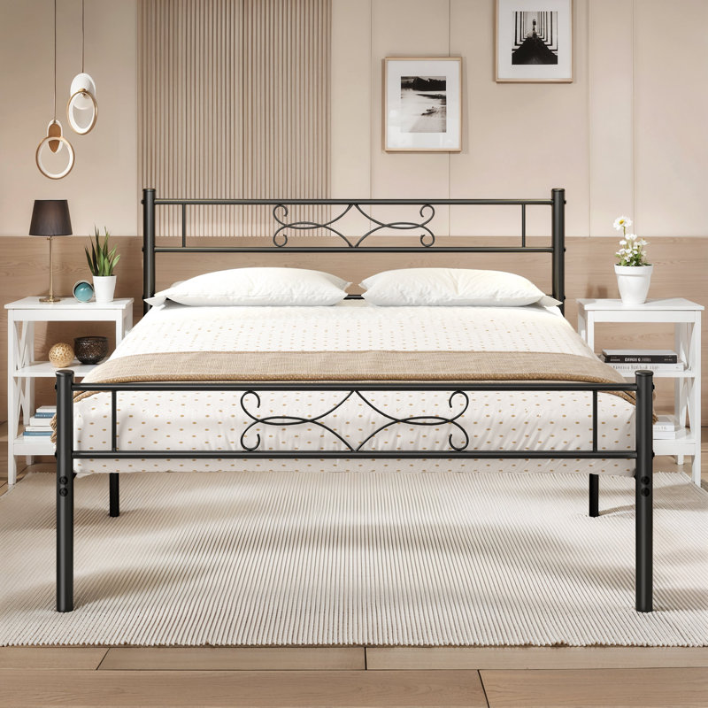 Alsa 3 Piece Stainless Steel Bedroom Set, White, Queen