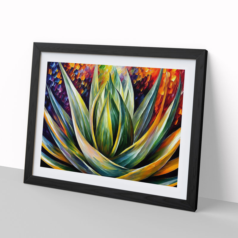Aloe Vera Succulent Plant Vol.4 - Single Picture Frame Print, 46cm H x 64cm W x 2cm D, Black