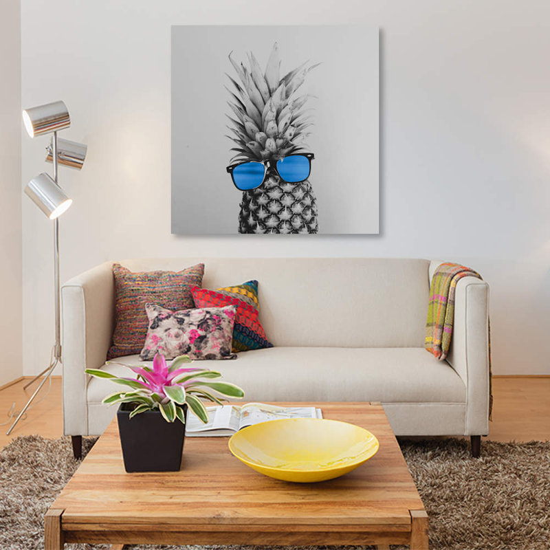 Mr. Pineapple II by Chelsea Victoria - Print on Canvas, 30.48 cm H x 30.48 cm W, Wrapped Canvas