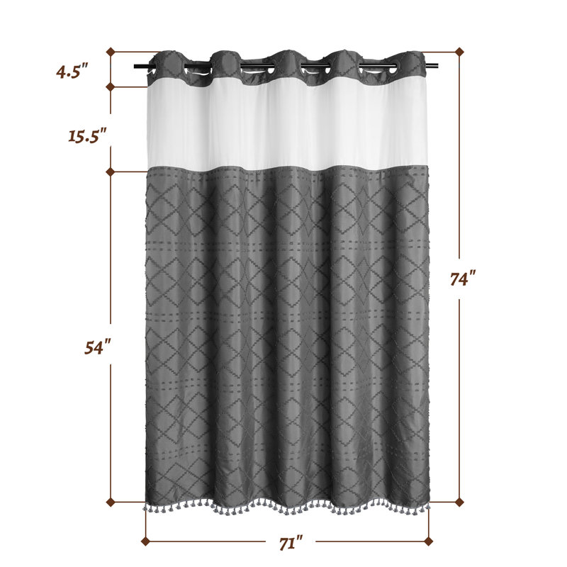 Rideau de douche Shorey, H 74 po x l 71 po, Gris foncé