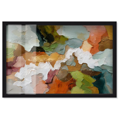 «Earthen Flow II Shadowbox», art mural abstrait par Art Remedy, cadre noir, 37 x 25