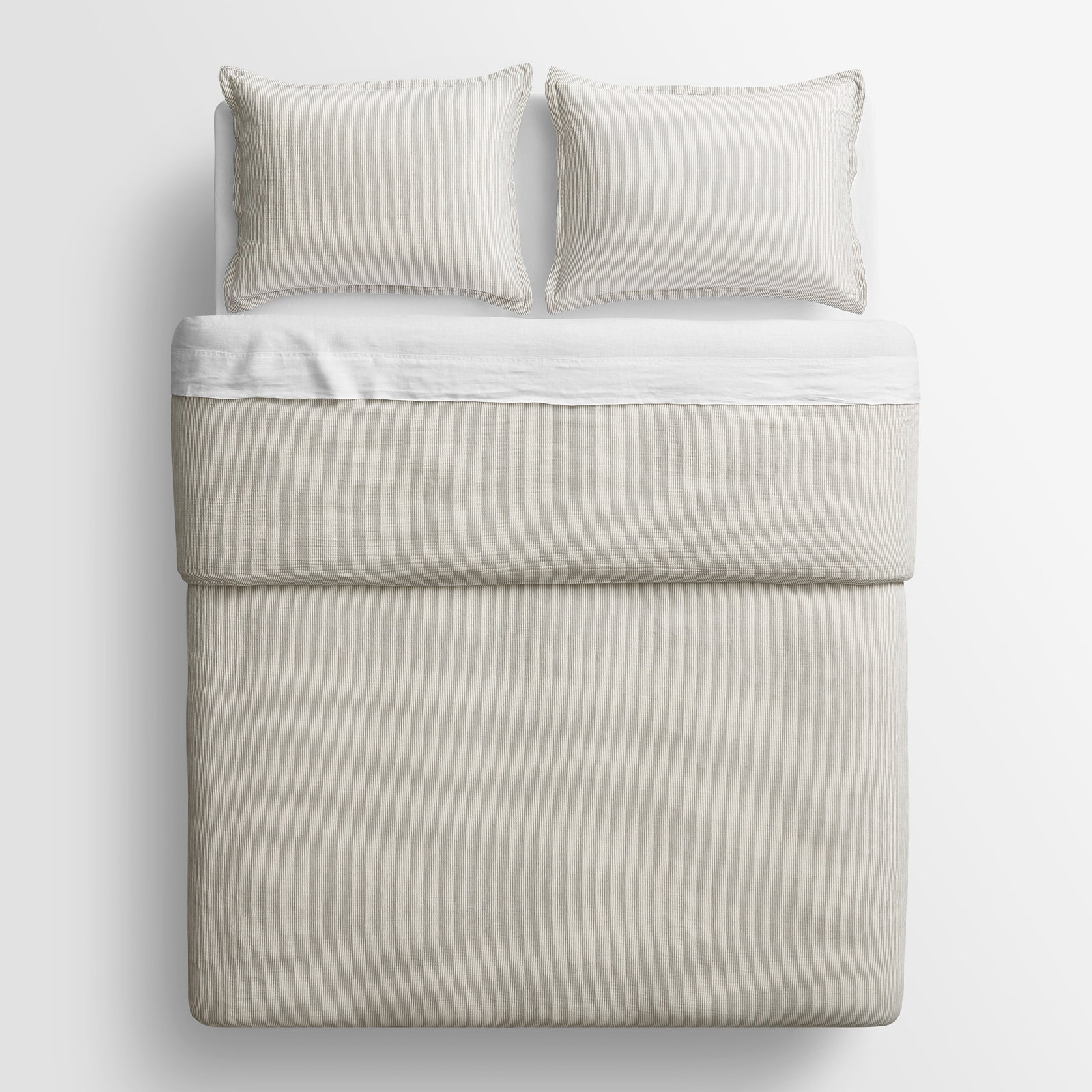 Kimball Cotton Duvet Cover Set, White/Putty, King Duvet Cover + 2 King Shams