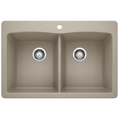 Diamond SILGRANIT 33" L x 22" W Double Bowl Drop-In/Undermount Kitchen Sink