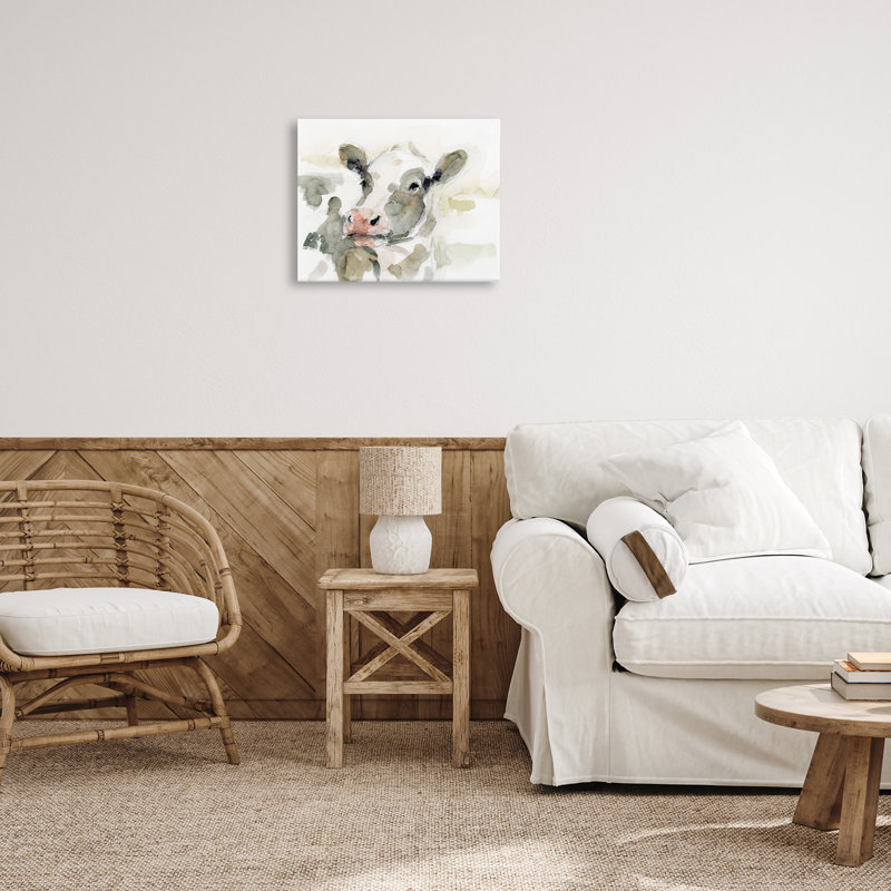 «Soft Painterly Cow», art mural sur toile par Victoria Barnes, H 16 po x l 20 po
