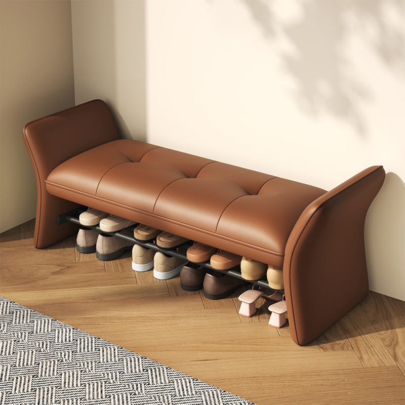 Banc rembourré, Brun, 25.59"H x 47.24"L x 14.96"D