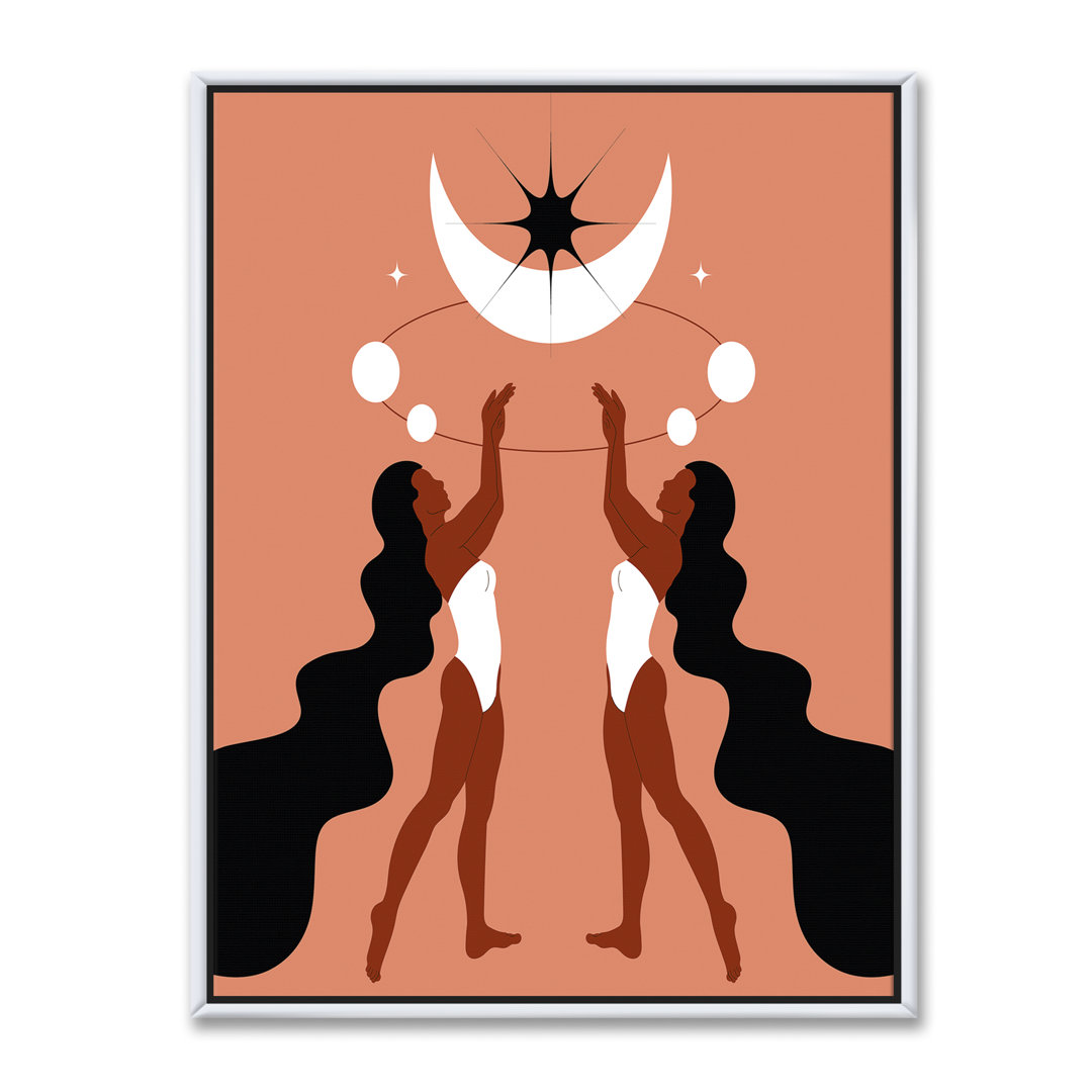 " Empowered Cosmic Women Geometric Goddess Series Black And Red IV " East Urban Home