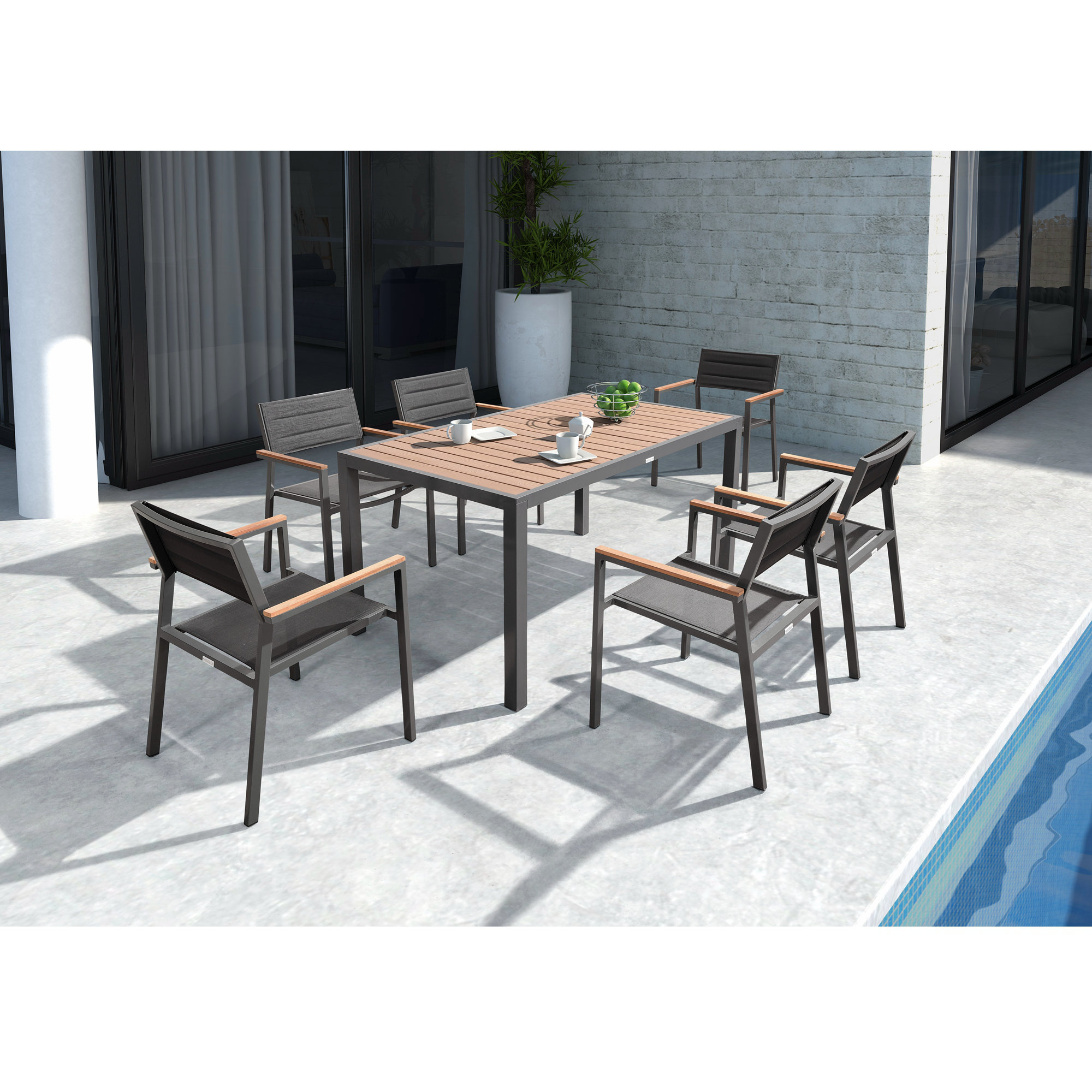 Faux wood best sale outdoor dining set