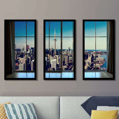 " Downtown Toronto During The Day Window " 3 - Pieces