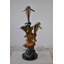 Trois grands dauphins sur une statue en bronze corail Taille: 20 po x 18 po x H 41 po