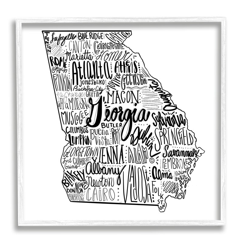 «Georgia State Map Shape City», art numérique sur toile giclée encadrée par le samedi soir Post_aq-520