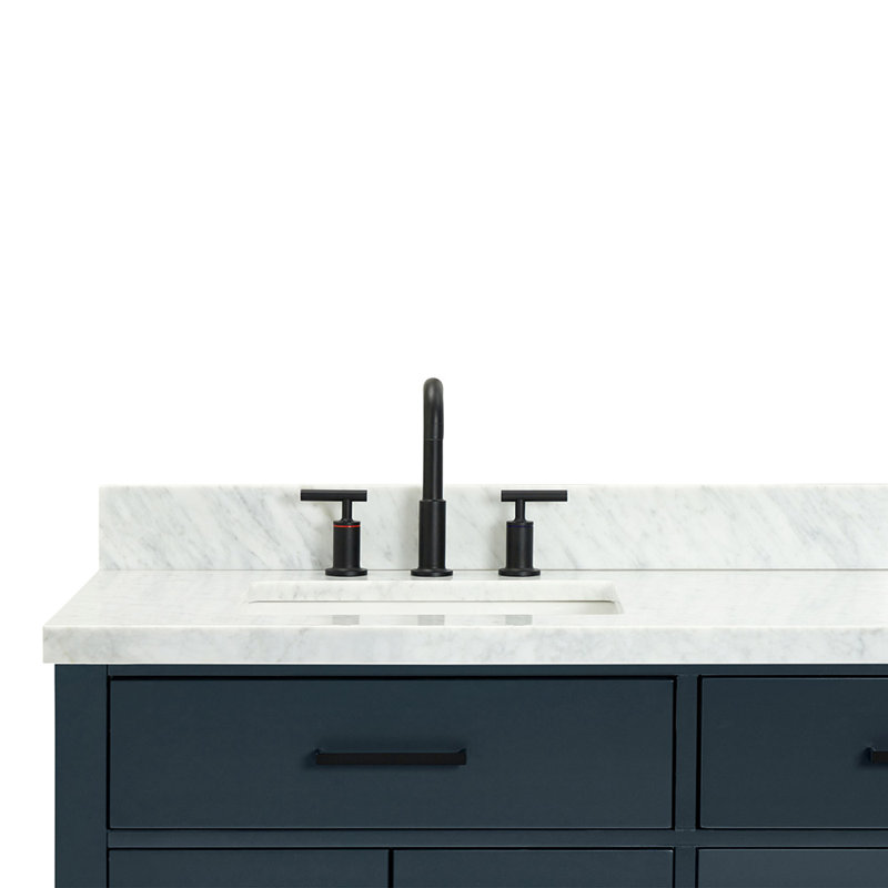 ARIEL HEPBURN 73 IN DOUBLE RECTANGLE SINK VANITY 1,5 IN, Midnight Blue, 73", Rectangular