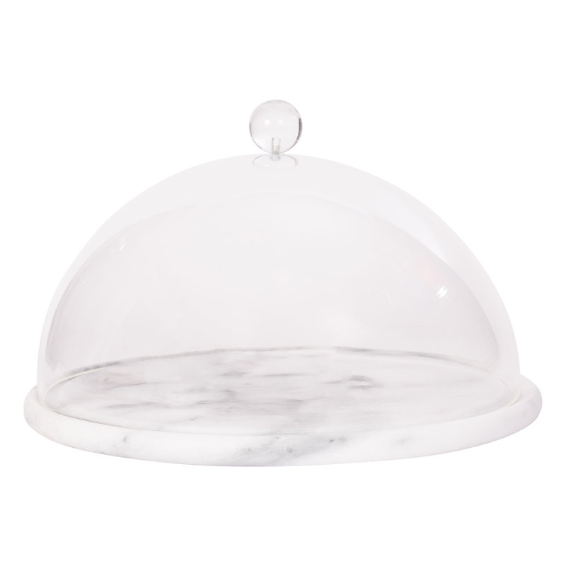 White Marble Plate with Acrylic Dome for Appetizers