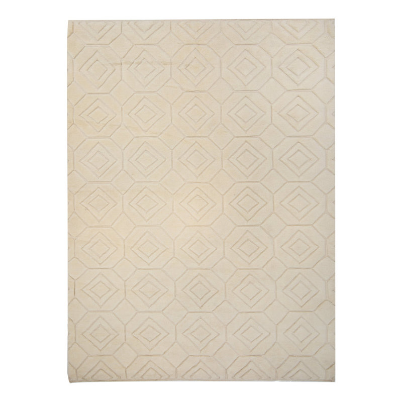 White Moroccan Wool Rug, Rectangle 12' x 15'