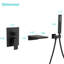 Robinet de baignoire mural mat noir, douche de salle de bain avec douche à main, - robinet de baignoire à valve équilibrée et finition en noir moderne, avec bouton inverseur cascade