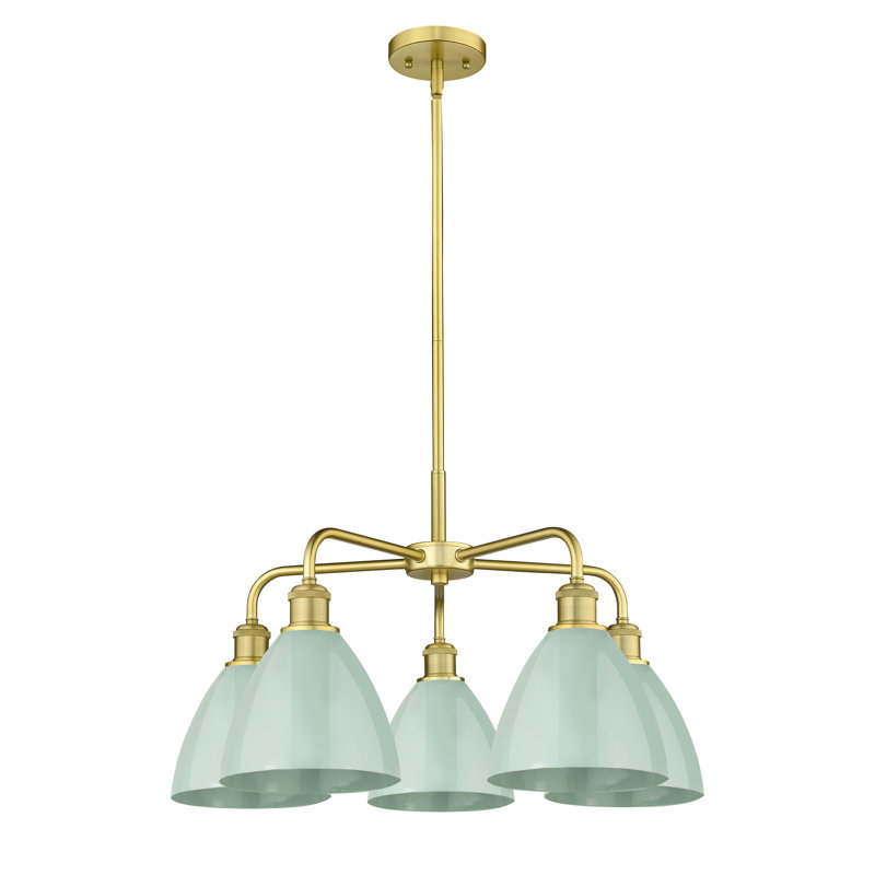 Lustre en dôme à 5 lumières Trickett, Écume de mer, Or satiné