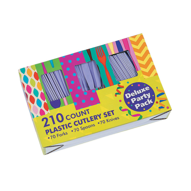 210 Piece Disposable Paper Plastic No Holiday Flatware Set Disposable Party Supplies for 210 Guests