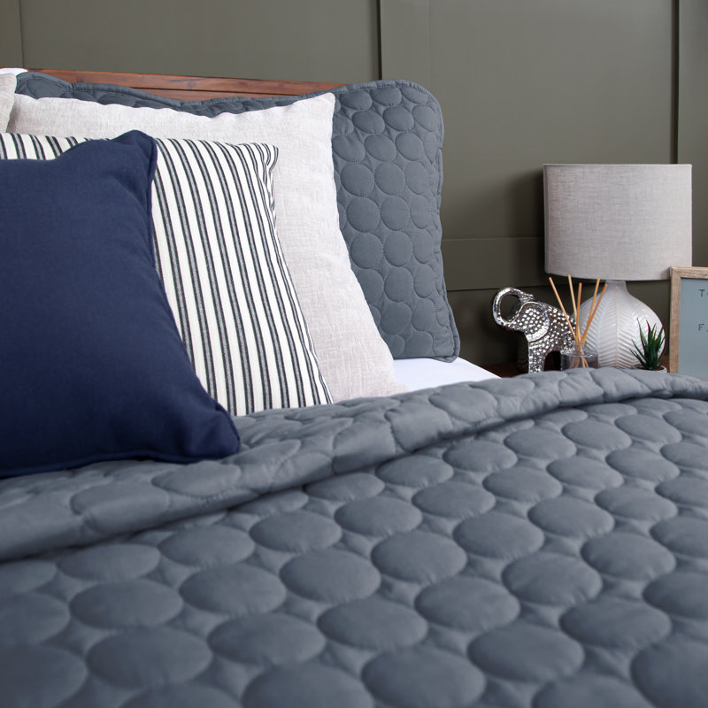 Steel Blue Full Microfiber Quilt Set with Shams