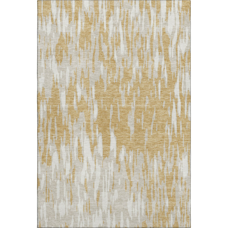 Premium Machine Washable Prisco Gold Rug