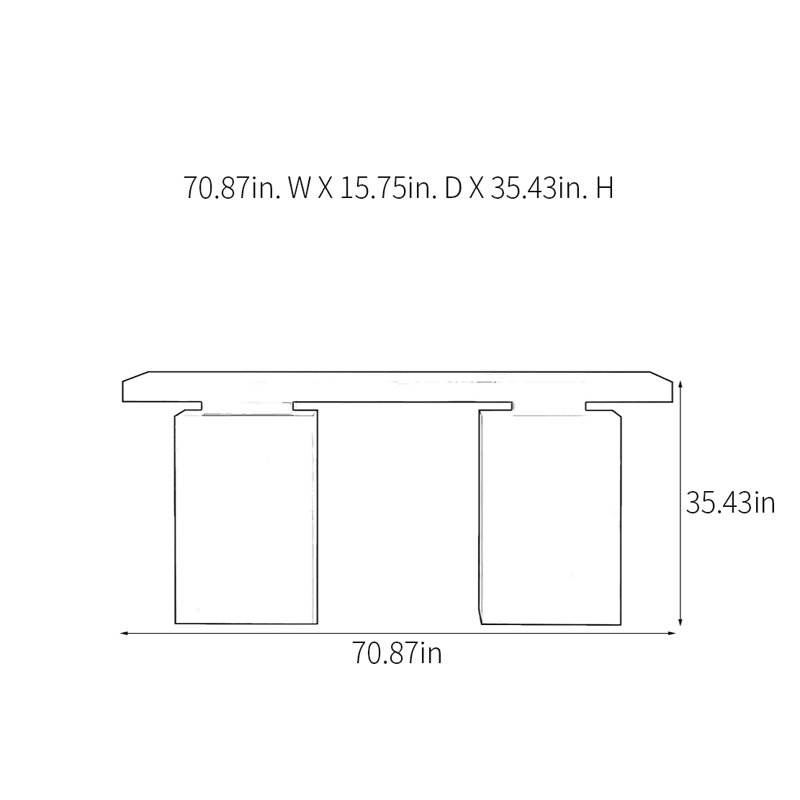 Console Retro Minimalist Elegant, H 35,43 po x l 70,87 po x P 15,75 po, Noir