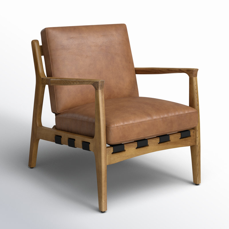 Silas Armchair, Brown, Brown Genuine Leather