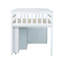 Lit mezzanine simple en bois d'hévéa avec armoire de rangement, tiroirs et bureau coulissant-387065291