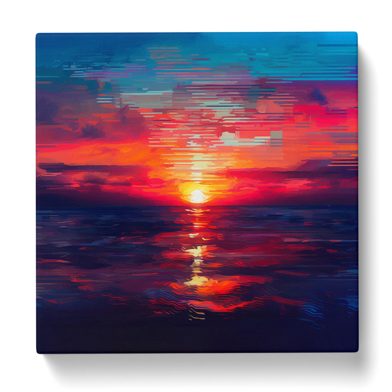 Sunrise Glitch Art - Wrapped Canvas, 35cm H x 35cm W x 3cm D