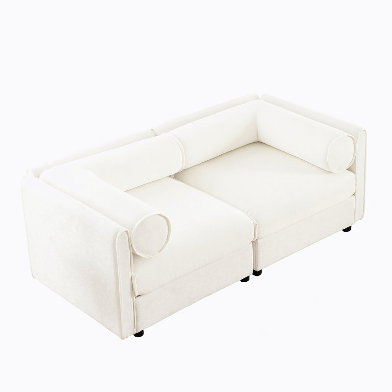 Canapé moderne en chenille avec rangement pour repose-pieds et conception ergonomique pour un style de vie élégant, Blanc
