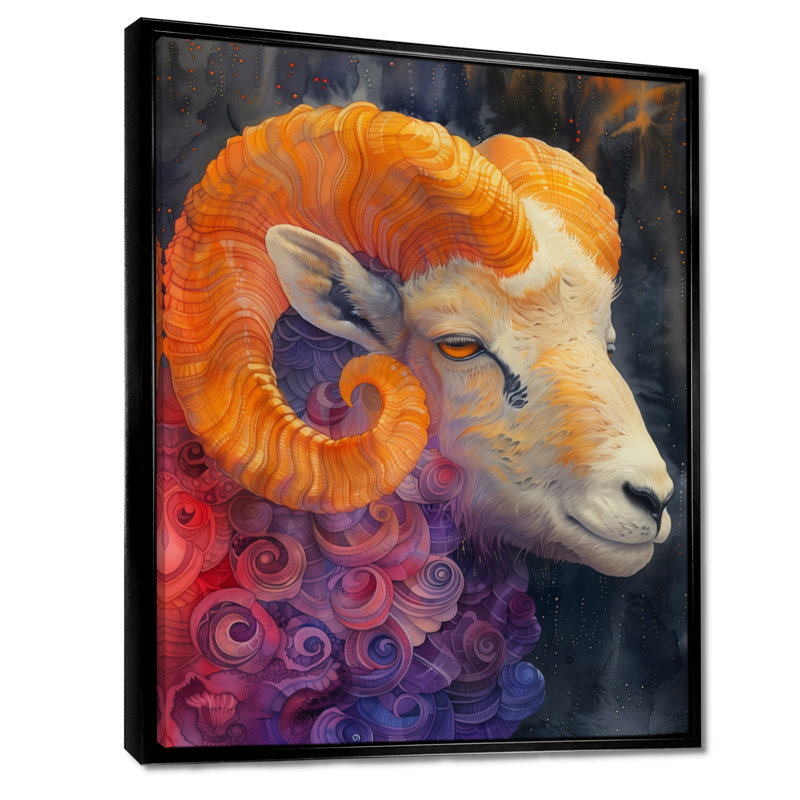 Blanc et jaune astrologie Rams Radiance Aries - décoration murale astronomie Bélier, Toile tendue, H 16 po x l 32 po