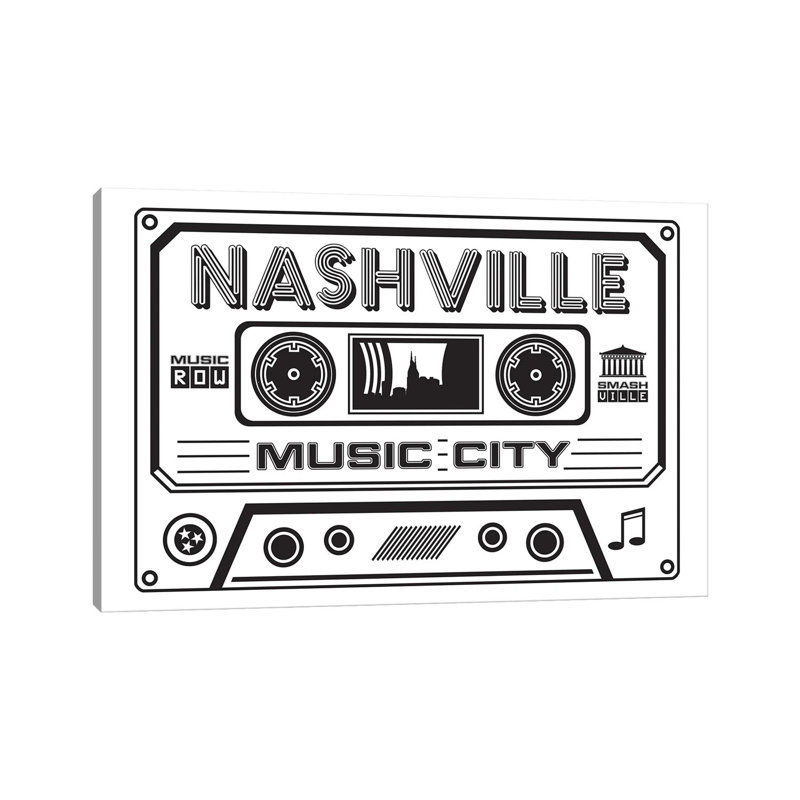 Nashville Cassette - Light Background by Benton Park Prints - Wrapped Canvas Gallery-Wrapped Canvas Giclée