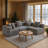 Modular L-Shaped Sectional Sofa, All-Foam Deep-Seat Couch In Plush Textured Chenille, Includes 5 Matching Pillows, Compressed Shipping, 111" W × 74" D × 23.6" H-Grey-283939576