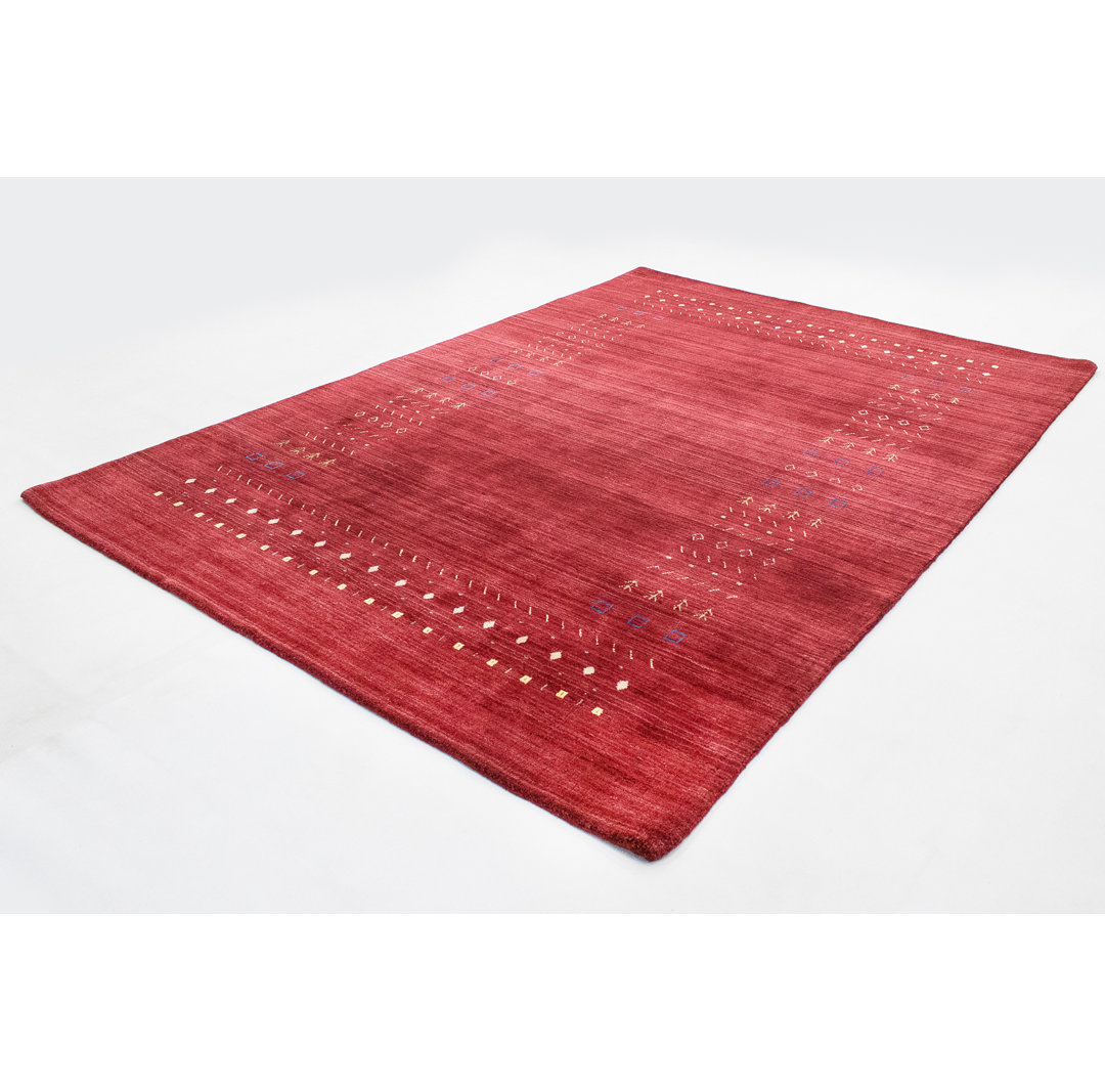 Hand Knotted Wool Red Indoor/Outdoor Rug