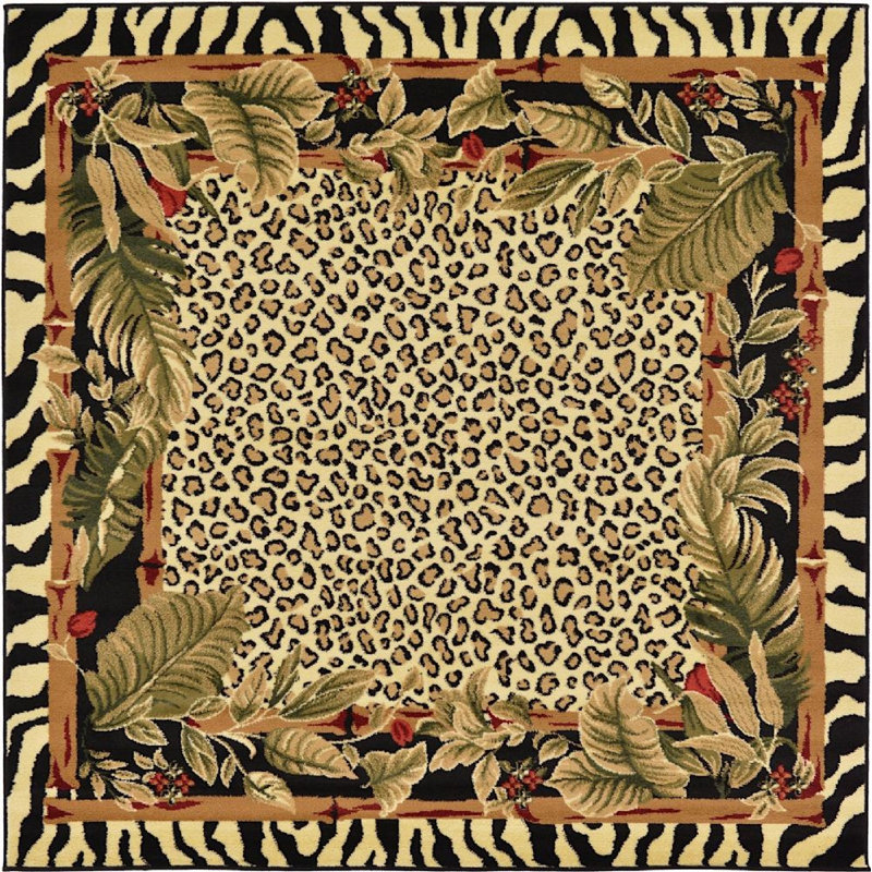 Testerman Animal Print Indoor Rug, Square 6'1"