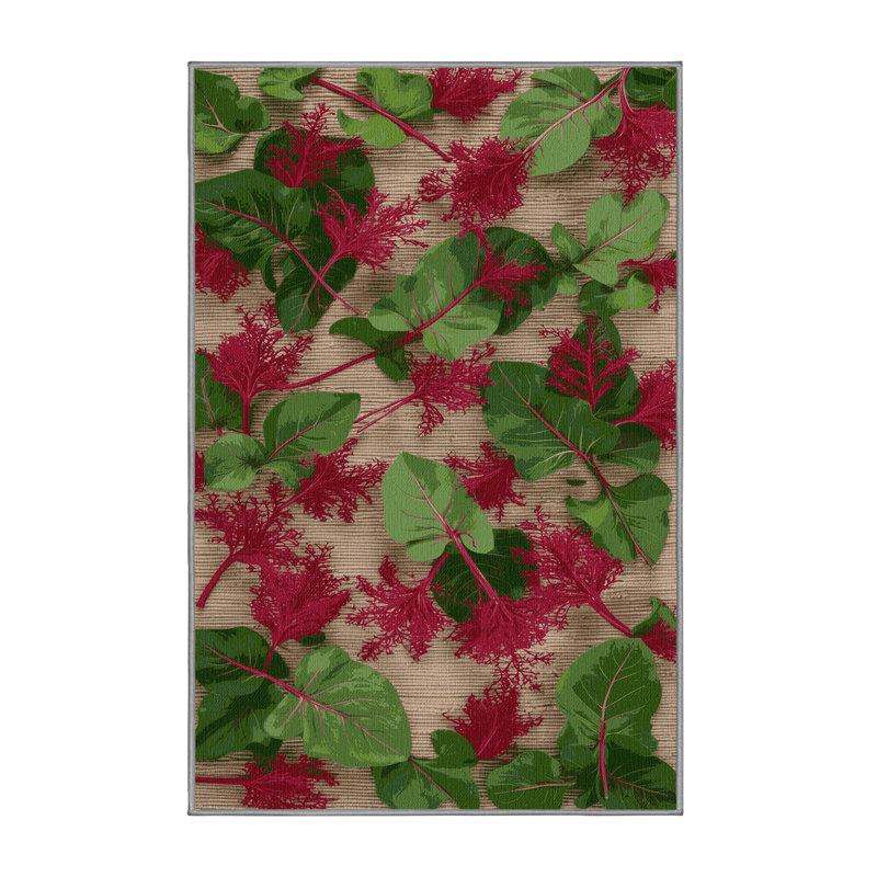 Washable Amaranth Microgreens Vegetables Area Rug, Rectangle 5' x 7'