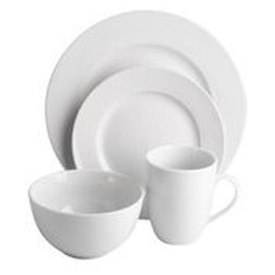 Ensemble de vaisselle 16 pièces carrée en porcelaine blanche Back To Basics Gibson Home