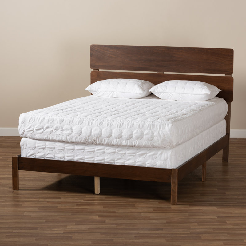Hanzel Jensen Solid Wood Standard Bed, Walnut Brown, Queen