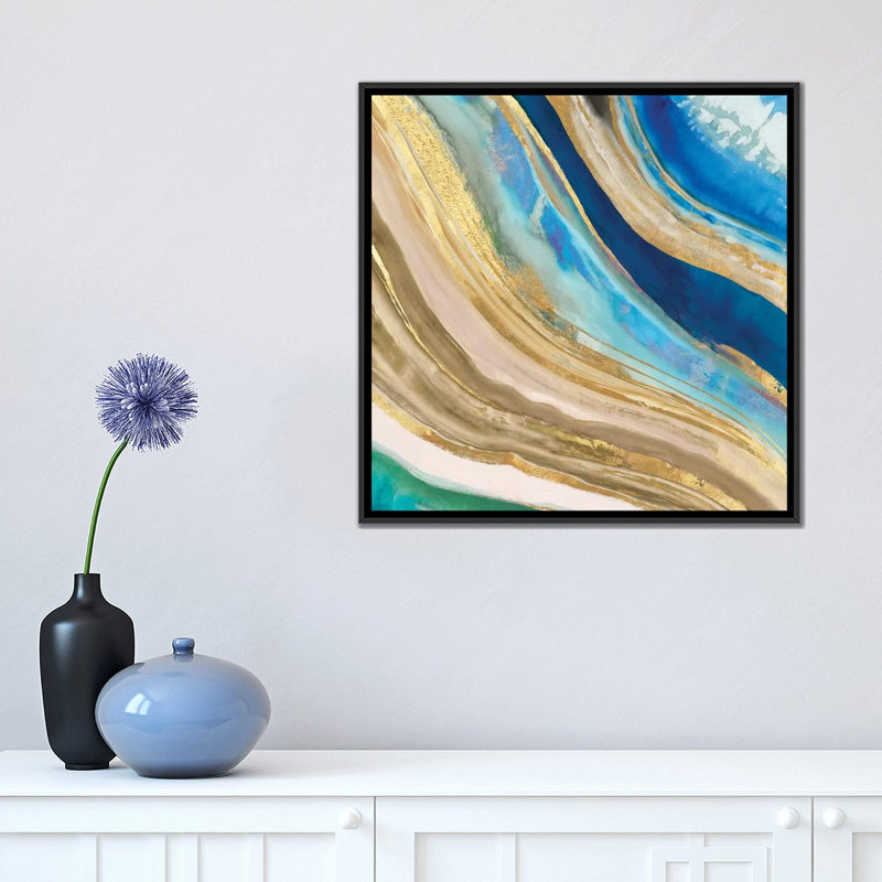 «Agate II», reproduction sur toile, H 18 po x l 18 po x P 1,5 po, Toile avec cadre noir, Pas de tapis