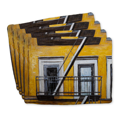 Braided Polyester Placemats Set of 4 | Building Old Fire Escape