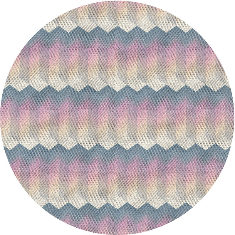 Tapis beige/rose à motifs, Rond 5 pi