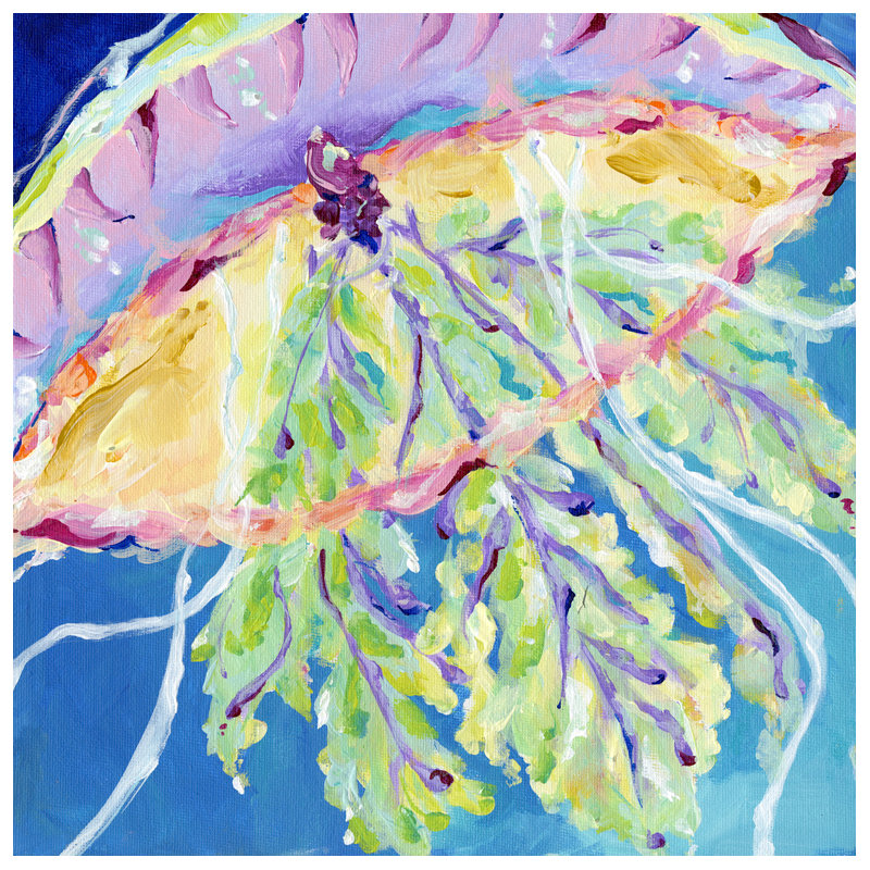 " Jellyfish No. 3 ", 12" H x 12" W, Stretched Canvas