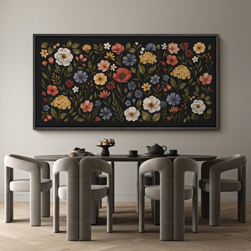 Grande impression sur toile encadrée, reproduction florale abstraite pour décoration intérieure moderne, H 30 po x l 60 po
